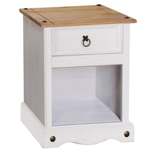 Core Products CRW108 Corona White 1 Drawer Bedside Cabinet - Insta Living