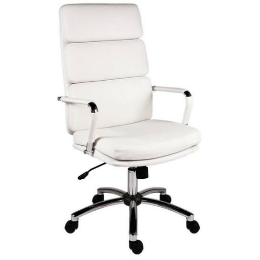 Teknik 1097WH Deco White Faux Leather Executive Office Chair - Insta Living