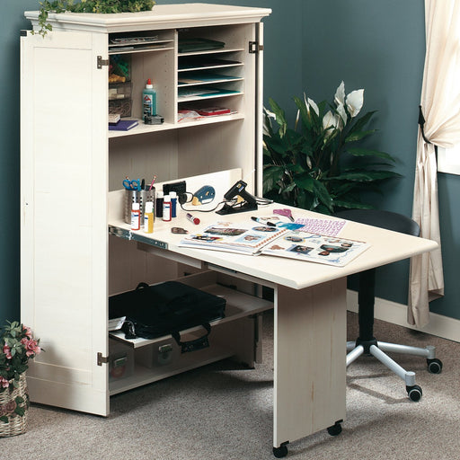 Teknik 5158097 Hideaway Office Desk / Craft Station in Antiqued White - Insta Living