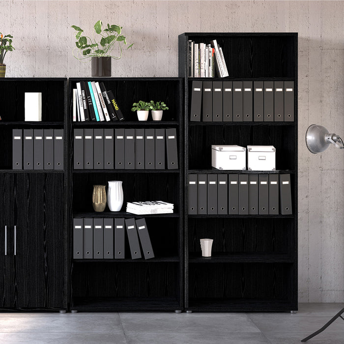 Prima Bookcase 4 Shelves in Black Woodgrain - Insta Living