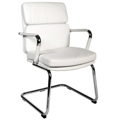 Teknik 1101WH Deco White Faux Leather Visitors Chair - Insta Living