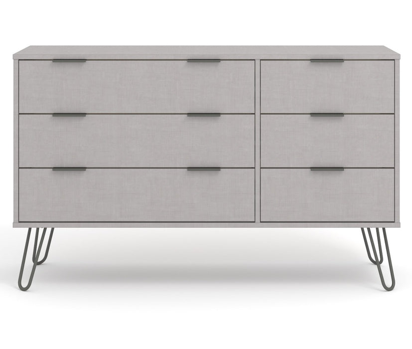 Core Products AGG533 Augusta Grey 3+3 Drawer Wide Chest of Drawers - Insta Living