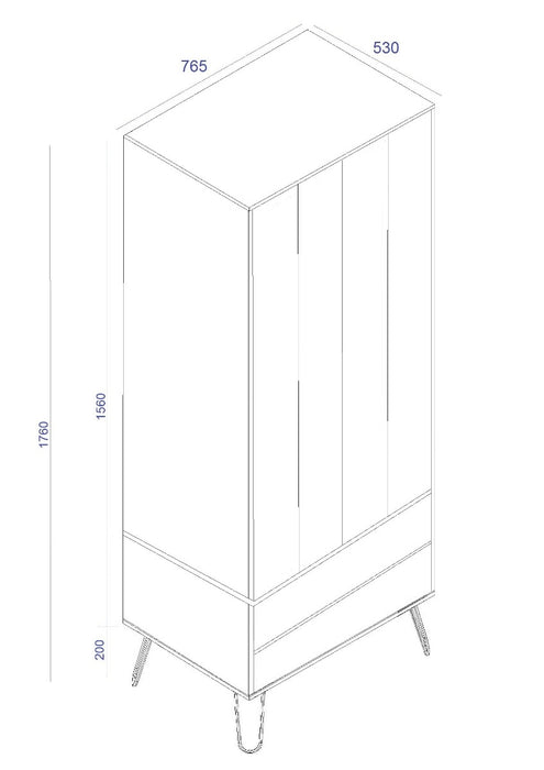 Core Products AGW582 Augusta White 2 Door, 2 Drawer Wardrobe - Insta Living