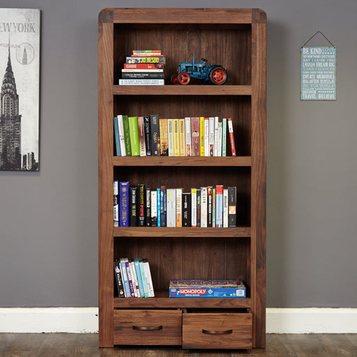 Baumhaus CDR01A Shiro Walnut Large 2 Drawer Bookcase - Insta Living