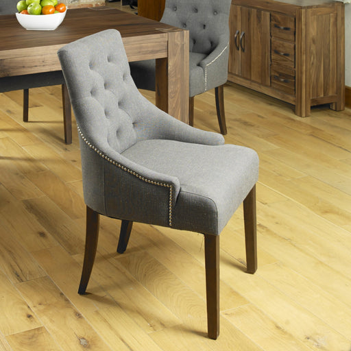 Baumhaus CDR03F Walnut Accent Upholstered Dining Chair - Slate (Pack Of Two) - Insta Living
