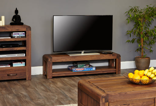 Baumhaus CDR09A Shiro Walnut Low TV Cabinet for up to 72" Screens - Insta Living