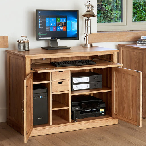 Baumhaus COR06A Mobel Oak Hidden Home Office Desk - Insta Living