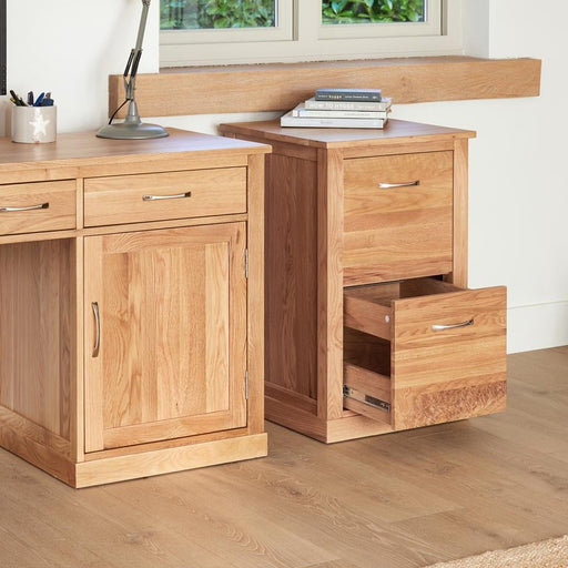 Baumhaus COR07A Mobel Oak Two Drawer Filing Cabinet - Insta Living