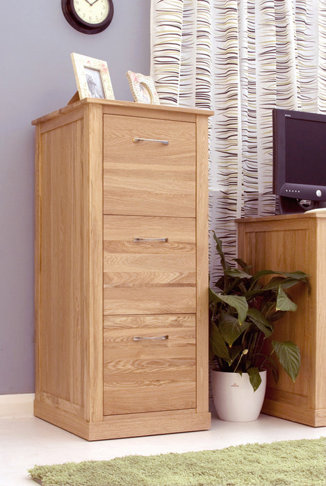 Baumhaus COR07D Mobel Oak 3 Drawer Filing Cabinet - Insta Living