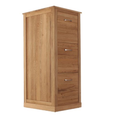 Baumhaus COR07D Mobel Oak 3 Drawer Filing Cabinet - Insta Living