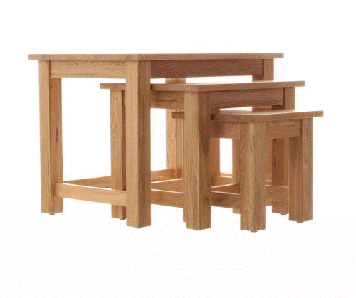 Baumhaus COR08A Mobel Oak Nest of 3 Coffee Tables - Insta Living