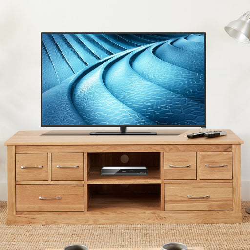 Baumhaus COR09B Mobel Oak Widescreen TV Cabinet for up 85" Screens - Insta Living