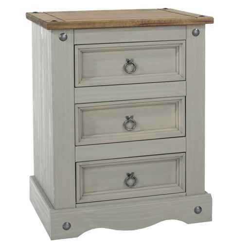 Core Products CRG511 Corona Grey 3 Drawer Bedside Cabinet - Insta Living