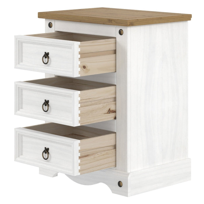 Core Products CRW111 Corona White 3 Drawer Bedside Cabinet - Insta Living