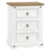 Core Products CRW111 Corona White 3 Drawer Bedside Cabinet - Insta Living