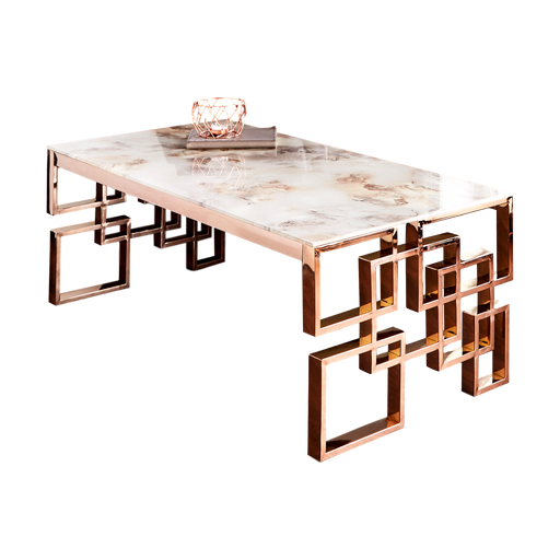 Native Home & Lifestyle Marble Glass Rose Gold Coffee Table - Insta Living