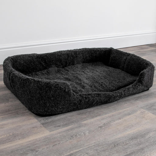 Native Natural Merino Wool Large Pet Bed in Black - Insta Living