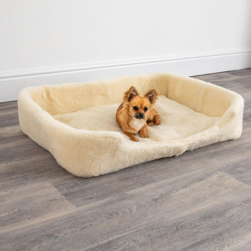 Native Natural Merino Wool Large Pet Bed in Natural White - Insta Living