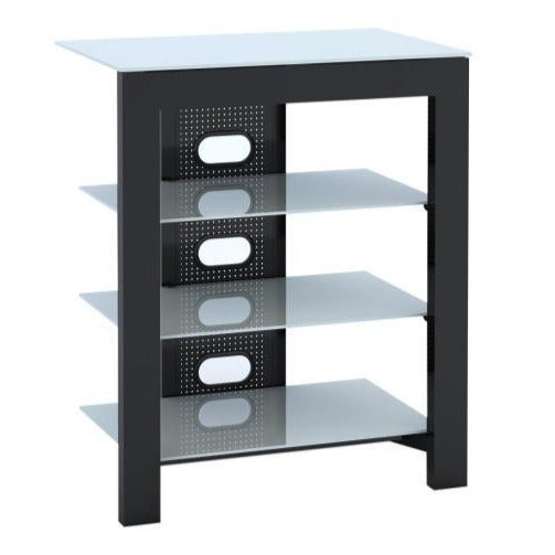 De Conti ARCAXL-W Large 4 Shelf HiFi Stand in Black with White Shelves - Insta Living