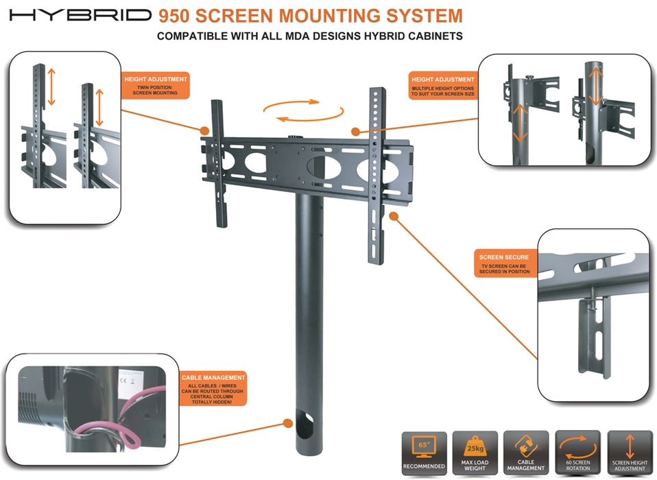 MDA Designs Hybrid 950 Screen Mounting System for up to 65" Screens - Insta Living