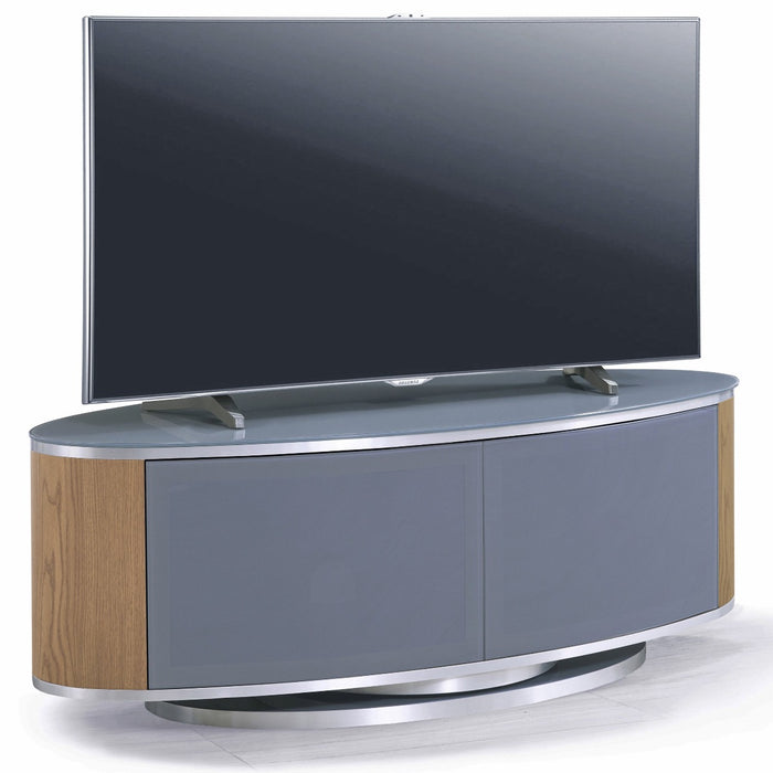 MDA Designs Luna Grey and Oak Oval TV Cabinet for up to 55" Screens - Insta Living