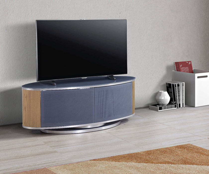 MDA Designs Luna Grey and Oak Oval TV Cabinet for up to 55" Screens - Insta Living