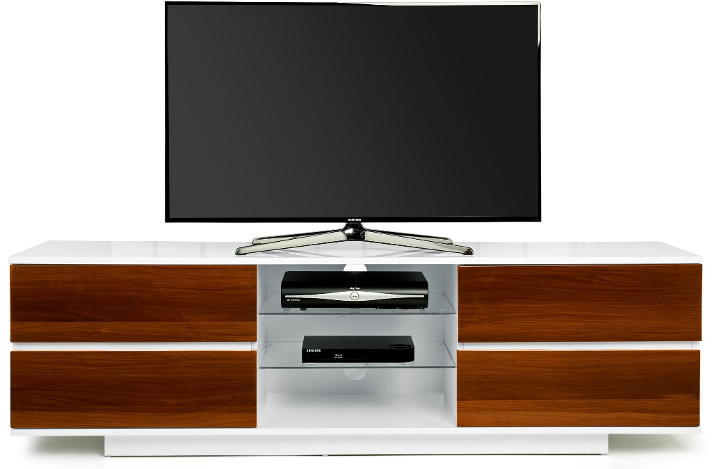 MDA Designs Avitus White/Walnut TV Cabinet for up to 65" TV Screens - Insta Living