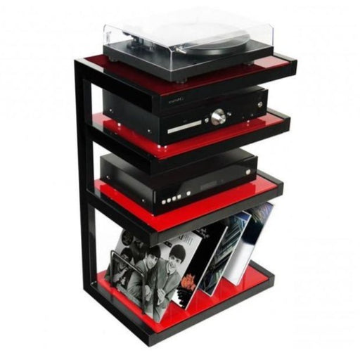 Norstone Esse Black/Red Hi-Fi Vinyl Stand - Insta Living